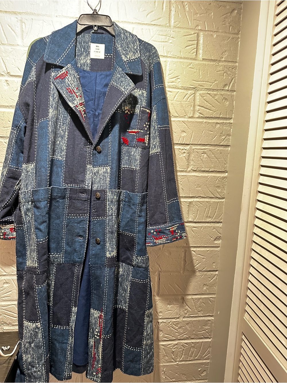 NWT FREE PEOPLE We The Free Open Studio Denim Blue Duster Size XS/S - Picture 4 of 11